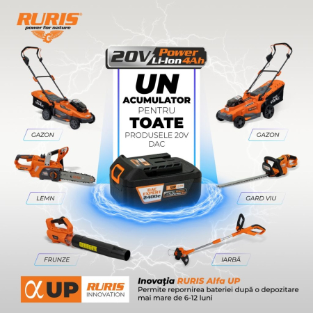 Motoferăstrău electric fără fir DAC 2524e, motor Brushless, 20V, șină 250 mm, rezervor ulei 220 ml, până la 54 tăieri [2]