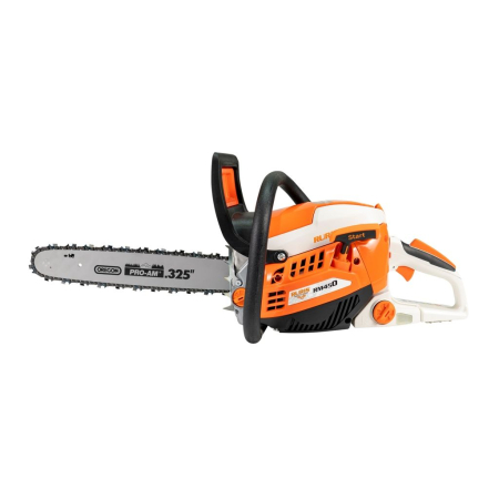 BRICOLAJ - Motoferăstrău RURIS RM450, motor Khumma 3 CP, șină 400 mm, lanț 0.325" 1.5 RS 32D, carburator Walbro, frână de lanț, întindere laterală confort, rezervor combustibil 520 ml, rezervor ulei 250 ml