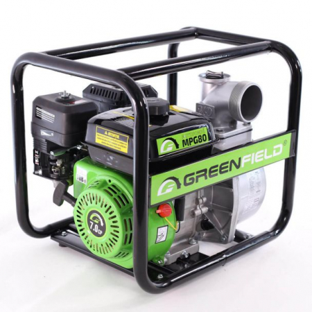 GRADINA - Motopompa 3" Greenfield MPG80, motor euro V, benzina, putere 7.0 CP, debit 63000 l/h, inaltime refulare 30 m
