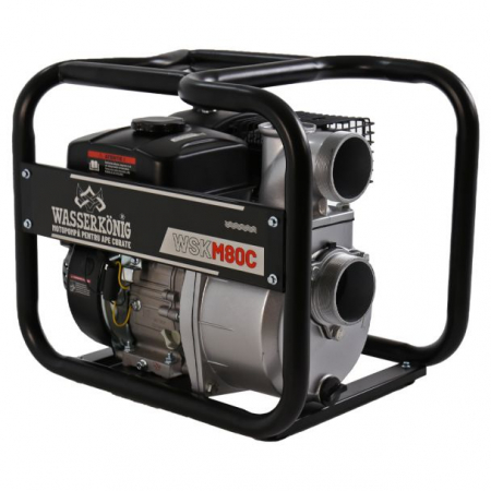 GRADINA - Motopompa 3" Wasserkonig WSKM80C, maxim 55 m³/ora , inaltime refulare max 30 m, motor euro V, benzina, putere 7 CP