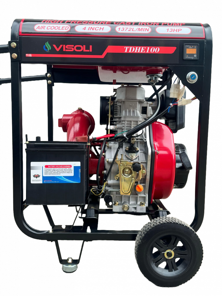 GRADINA - Motopompa Diesel Visoli TDH100CLE 4 Toli, 13CP, debit 82m3/h, Pornire Electrica - 60M Verticala