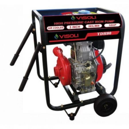 Motopompa Diesel Visoli TDH80CLE 3 Toli, 10 CP, debit 41m3/h, Pornire Electrica - 90M Verticala