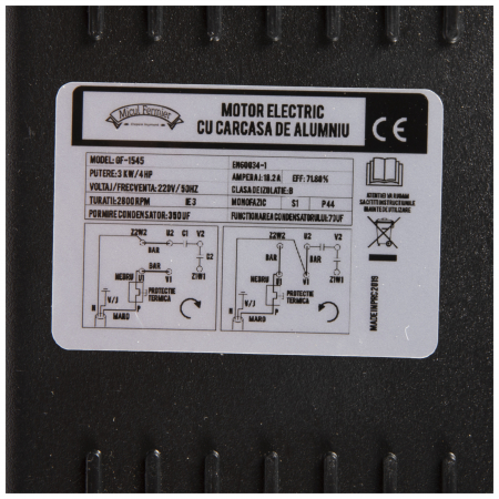 Motor electric 2800RPM 3KW cu carcasa de aluminiu Micul Fermier, GF-1545 [8]