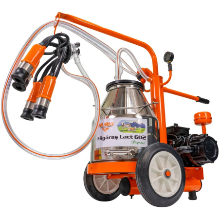 Mulgătoare Făgăraș Lact 602, motor 550 W, bidon inox 25 L, pompă vacuum 200 L/min, 1 post de mulgere, tanc vacuum 4 L, 220V [1]