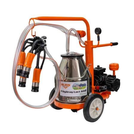 Batoze de curatat porumbul - Mulgătoare Făgăraș Lact 602, motor 550 W, bidon inox 25 L, pompă vacuum 200 L/min, 1 post de mulgere, tanc vacuum 4 L, 220V