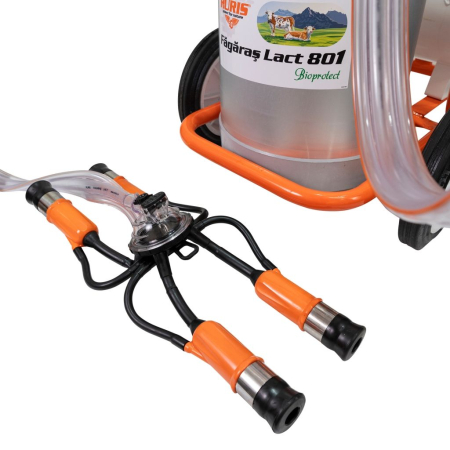 Mulgătoare Făgăraș Lact 801, motor 550 W, 2 posturi de mulgere, bidon aluminiu 40 L, pompă vacuum 200 L/min, tanc vacuum 18 L, 220V [3]