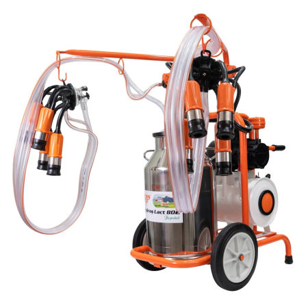 ZOOTEHNIE - Mulgătoare Făgăraș Lact 802, motor 550 W, 2 posturi de mulgere, bidon inox 40 L, pompă vacuum 200 L/min, tanc vacuum 18 L, 220V