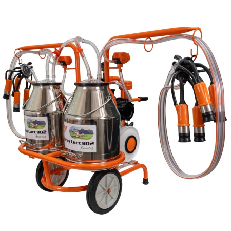 ZOOTEHNIE - Mulgătoare Făgăraș Lact 902, motor 550 W, 2 posturi de mulgere, 2 bidoane inox 30 L, pompă vacuum 200 L/min, tanc vacuum 18 L, 220V