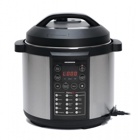 BUCATARIE - Multicooker cu gatire sub presiune Heinner HPCK-6IX, 3.8 L, 15 programe, Vas antiadeziv detasabil, Presiune reglabila, Display led, Inox