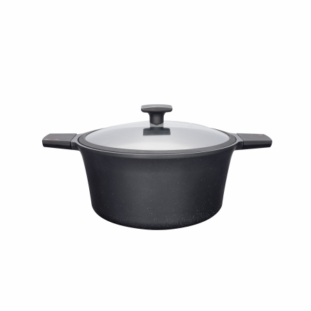Marelvi - Neoklein Oala pe inductie cu capac de sticla, 24 cm, culoare Black