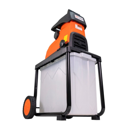 Tocător de crengi și resturi vegetale ST200S, motor electric 2800 W, diametru maxim de tăiere 45 mm, viteză de mărunțire 42 rpm, coș colector 60 L, 2 roți pentru transport, greutate 24,5 kg [5]