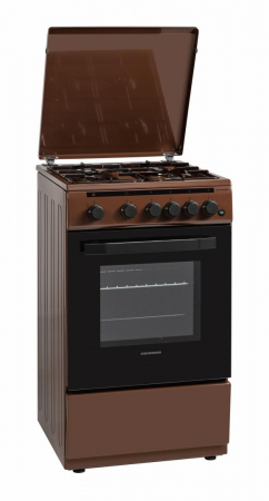 Pachet - Aragaz Heinner HFSC-V50LITBRW, 4 arzatoare, Gaz + GPL, Aprindere electrica, Timer, 50 cm, Maro + Hota traditionala Heinner CH-400-BRW [1]