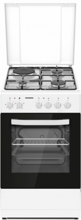 Pachet - Aragaz mixt Heinner HFSC-S56E1HSWH, 3 arzatoare gaz + 1 plita electrica, cuptor electric, grill, 50x60 cm + Butelie GPL 26L, Ceas Regulator [2]