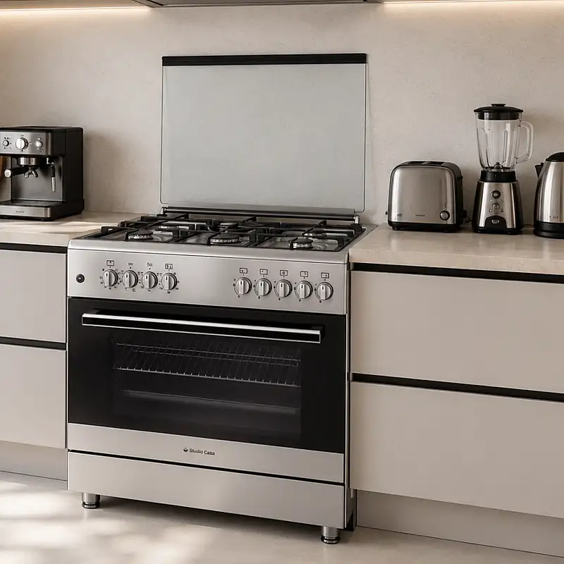 Pachet Aragaz Multifuntional Fe90/60, 90 cm, 5 arzatoare, Rotisor, 2 ventilatoare + Hota Clasica 90 Cm, 2 motoare, 348 metri cubi / ora [3]