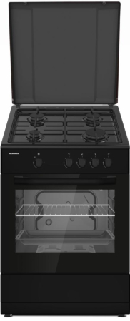 Pachet - Aragaz pe gaz Heinner HFSC-SME66IBK, 4 arzătoare, Aprindere electrică plită și cuptor, Siguranță plită și cuptor, 60 x 60 cm, Negru + Butelie GPL 26L, Ceas Regulator, Furtun și 2 Coliere [1]