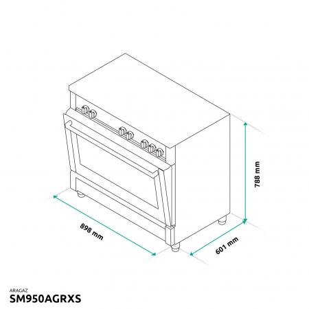 Pachet Aragaz pe gaz Samus SM950AGRXS, 5 arzatoare pe gaz, 1 arzator Wok, cuptor pe gaz, aprindere electrica plita si cuptor+Butelie GPL 26L, Ceas Regulator, Furtun 2m și 2 Coliere [3]