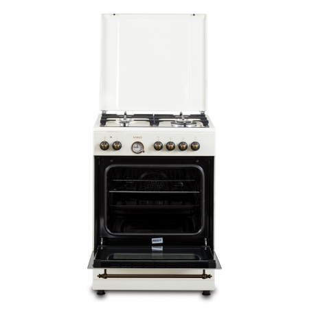 Pachet Aragaz Rustic Samus SR660EL1CW – 4 arzătoare pe gaz (1 Wok), + Diuze GPL, cuptor electric 56L, 6 funcții, aprindere electrică+ Butelie GPL 26L, Ceas Regulator, Furtun 2m și 2 Coliere [5]