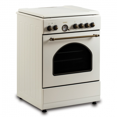 Pachet - Aragaz Rustic Samus SR660EL1CW – 4 arzătoare pe gaz (1 Wok), + Diuze GPL, cuptor electric 56L, 6 funcții, aprindere electrică, timer analogic + Hota decorativa Samus HS604DHR, Putere absorbti [5]
