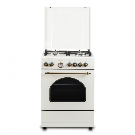 Pachet - Aragaz Rustic Samus SR660EL1CW – 4 arzătoare pe gaz (1 Wok), + Diuze GPL, cuptor electric 56L, 6 funcții, aprindere electrică, timer analogic + Hota decorativa Samus HS604DHR, Putere absorbti [7]