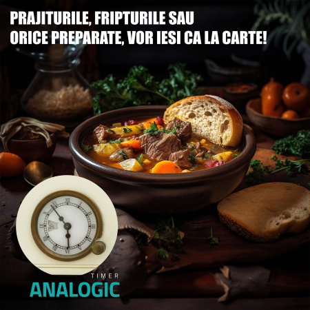 Pachet Aragaz Rustic Samus SR660G4C1 – 4 arzătoare pe gaz, cuptor pe gaz 55L, aprindere electrică, timer analogic+ Butelie GPL 26L, Ceas Regulator, Furtun și 2 Coliere [3]