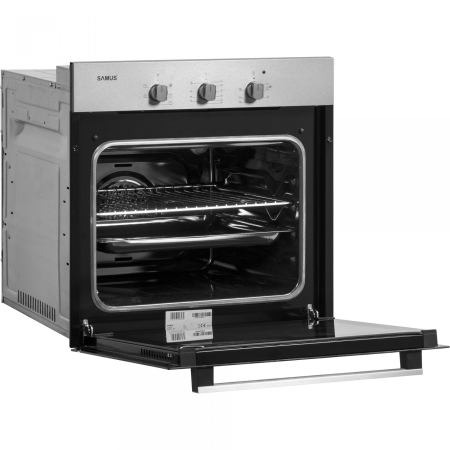 Pachet Bucătărie Samus: Cuptor 56L, 5 funcții, ventilat + Hotă telescopică 60 cm + Plită gaz 4 arzătoare inox [10]