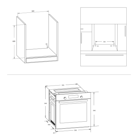 Pachet Bucătărie Samus: Cuptor Incorporabil SC620G4B 62L, 4 Funcții, Grill + Plita Incorporabila PSG-64SB 4 Arzătoare Gaz, Aprindere Electrică + Hota Telescopica HS6030TB 60 cm, 300 m³/h, Negru [6]