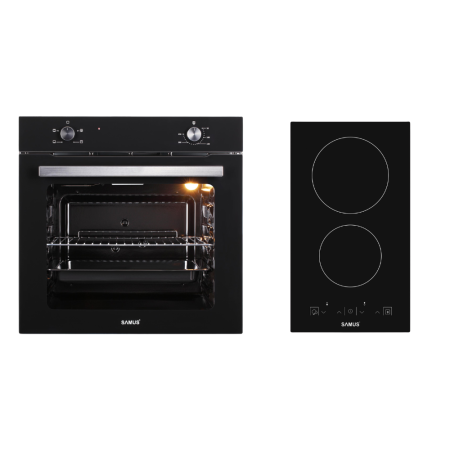 Electronice & Electrocasnice - Pachet Bucătărie Samus: Cuptor Incorporabil SC621G4 81L, 4 Funcții, Hidrolitic, Pizza, Blocare Copii + Plita Vitroceramica PSVE-32BG3, 2 Arzătoare, Touch Control, Timer Digital, Negru