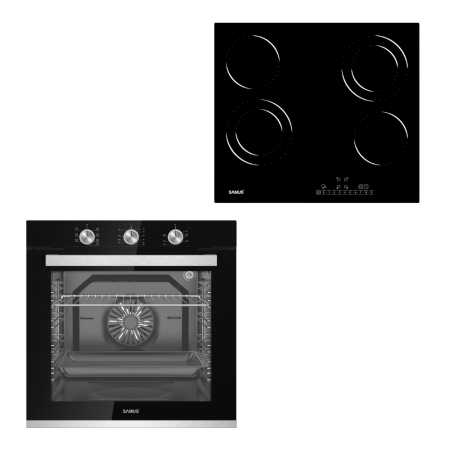Electronice & Electrocasnice - Pachet Cuptor electric incorporabil Samus SC8170BGTV, clasa energetica A, 7 functii, grill, ventilatie, timer mecanic, 2500 W + Plita vitroceramica incorporabila Samus PSVE-64BG6, control touch, 9 tre