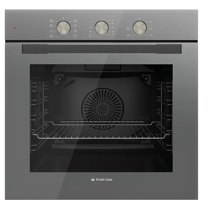 Pachet cuptor electric incorporabil si plita gaz Duo Parma Glass Classic Grey Studio Casa, 6 functii, Timer mecanic, Sticla gri [2]
