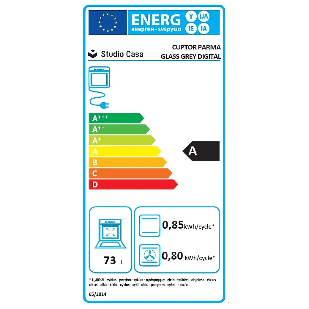 Pachet cuptor electric incorporabil si plita gaz sticla Duo Modern Parma Glass Grey Studio Casa, 6 functii, Ventilator, Display Touch control, Timer digital, Sticla gri [4]