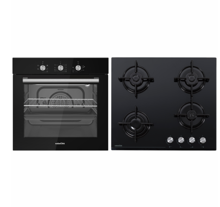 Pachete electrocasnice incorporabile - Pachet Cuptor incorporabil NobelTek NBIO-614BK-1, 56 L, Electric + Plita incorporabila NHBG-6400BK, Gaz, 4 Arzatoare, Aprindere electrica