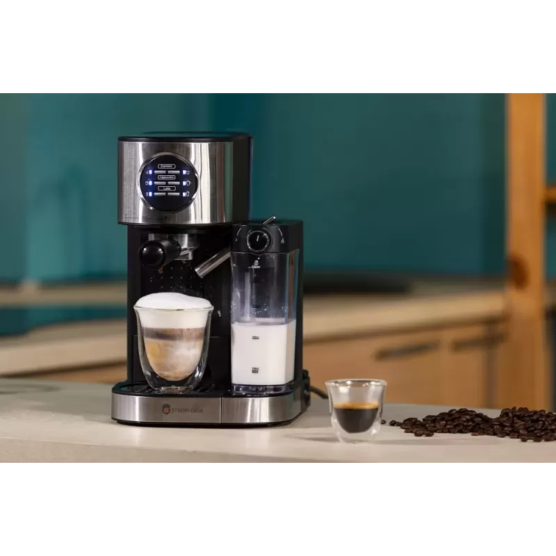 Pachet Espressor manual Studio Casa Barista latte , 15 Bar, 1470 W, 1.2 l, Cana lapte 700 ml si Grill electric Studio Casa Panini & Grill SC2128 [8]
