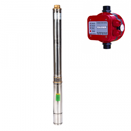 Pompe submersibile - Pachet hidrofor - Pompa submersibila diametru 77mm, Micul Fermier, 24 turbine, 0.75KW, diametru pompa 77mm, debit 3600l/h, inaltime maxima 110m + Presostat electronic 2.2kW