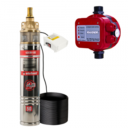 Pompe submersibile - Pachet hidrofor - Pompa submersibila ELEFANT 4SKM-100, 750W, 60 l/min + Presostat electronic 2.2kW