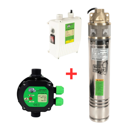 GRADINA - Pachet hidrofor - Pompa submersibila, putere 1.3kW, debit 3000l/h, pompare 60m + Presostat electronic 2.2 kW