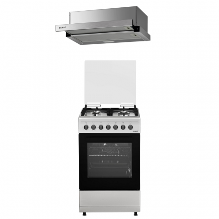 Aragaz mixt ( gaz si electric ) - Pachet- Hota incorporabila Samus HS6060TX,latime 60 cm, 2 trepte de absorbtie, Filtru tip dublu-caseta+Aragaz electric / gaz Samus SM562AENS, 4 arzatoare gaz, cuptor electric, aprindere electrica