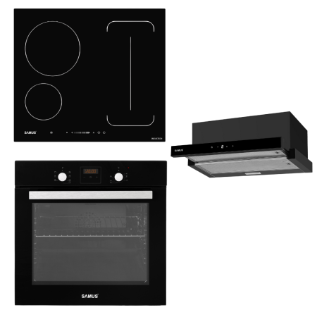 Electronice & Electrocasnice - Pachet Incorporabil - Cuptor electric incorporabil Samus SC639CEGV + Plita incorporabila inductie Samus PSI-64BG9 + Hota incorporabila Samus HS6061DTGB