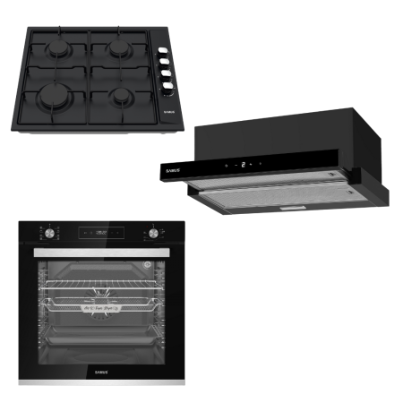 Electronice & Electrocasnice - Pachet Incorporabile - Cuptor electric incorporabil Samus SCE828GCF3D + Plita incorporabila Samus PSG-64SB + Hota incorporabila Samus HS6061DTGB
