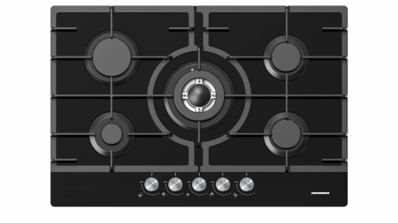 Pachet incorporabile HEINNER - Plită pe gaz HBH-M705IWFGBK 5 arzătoare, Aprindere electrica, 75 cm, Sticlă Neagră + Hotă telescopică HTCH-490GBK, absorbtie 413.5 m3/H, 90 cm Negru [4]