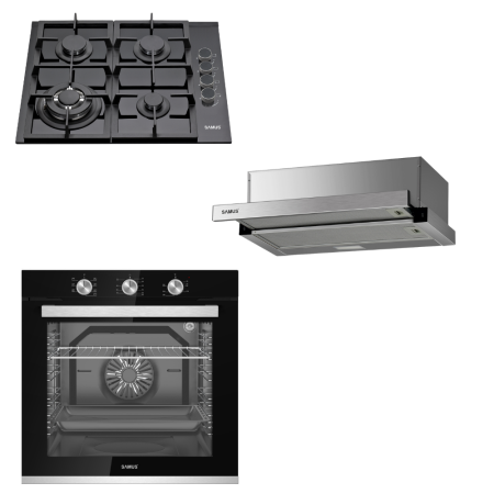 Electronice & Electrocasnice - Pachet incorporabile Samus- Hota incorporabila Samus HS6060TX + Plita incorporabila Samus PSG-64SG4 + Cuptor electric incorporabil Samus SC8180BGTV3D
