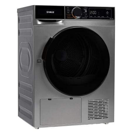 Pachet Mașină de spălat rufe Samus WSADI-8145DS + Uscător rufe Samus SADP-836DS, 8 kg + 8 kg, 1400 RPM, Motor Inverter, 15 Programe, Display, Abur, Pompa de căldură, Gri închis [4]