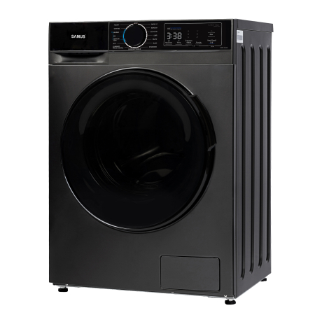 Pachet Mașină de spălat rufe Samus WSADI-8145DS + Uscător rufe Samus SADP-836DS, 8 kg + 8 kg, 1400 RPM, Motor Inverter, 15 Programe, Display, Abur, Pompa de căldură, Gri închis [1]