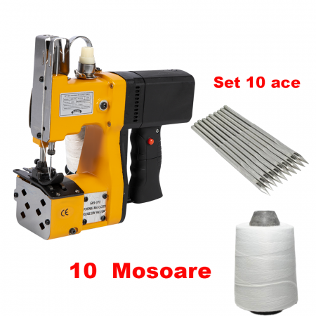 ZOOTEHNIE - PACHET - Masina Profesionala Pentru Cusut Saci Rafie, Hartie, Panza-Plastic 210w taiere automata, Micul Fermier GF-1681 + 10 Mosoare ata + Set 10 ace