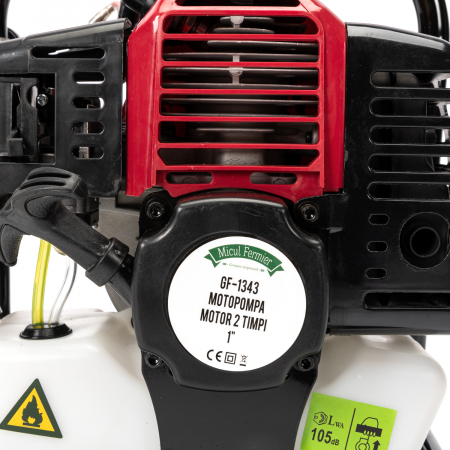PACHET - Motopompa pentru apa, motor 2 timpi, 1 tol, debit 250 l/min, 2Cp 1.5 kw + Furtun apa refulare Flat PVC 1" 50 MMicul Fermier [5]