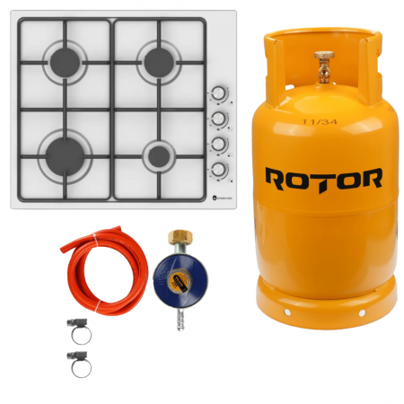 BUCATARIE - Pachet Plita Gaz Incorporabila Studio Casa Vera cu Butelie GPL 26L, Ceas Regulator, Furtun 2m și 2 Coliere