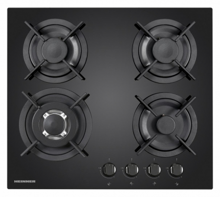 Pachet Plita incorporabila Heinner HBH-V4IWFGBK, Gaz, 4 arzatoare, Arzator wok, Aprindere electrica integrata, 58 cm [3]