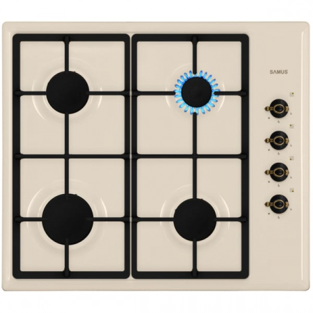 Pachet Plita incorporabila Samus PS650VS, 4 arzatoare, aprindere electrica, dispozitiv siguranta arzatoare, design rustic, Duze GPL incluse+ Butelie GPL 26L, Ceas Regulator, Furtun 2m și 2 Coliere [1]