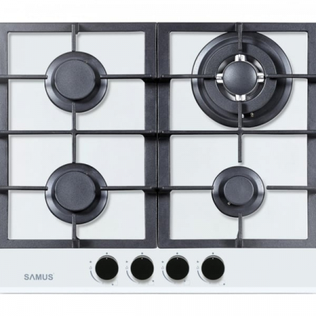 Pachet Plita incorporabila Samus PSG-64SG3 WH, 4 arzatoare, arzator Wok, aprindere electrica, dispozitiv siguranta arzatoare+ Butelie GPL 26L, Ceas Regulator, Furtun 2m și 2 Coliere [3]