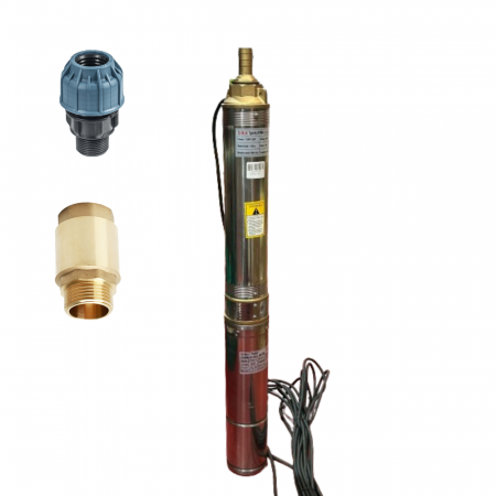Pompe submersibile - Pachet - Pompa submersibila DRK, Model 4STM4-8, putere 1.5 kW, 8 turbine, 5m3/h + Clapeta de sens cu arc din alama si disc metalic