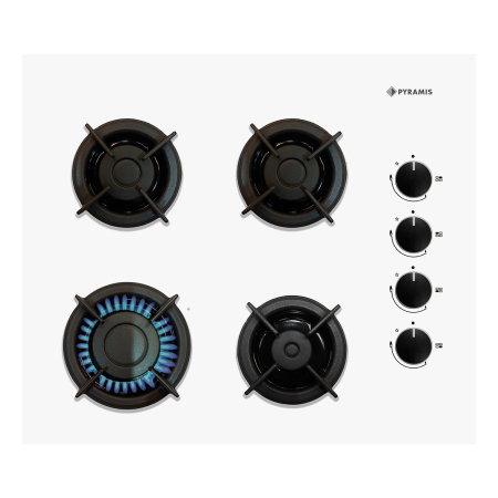 Pachet Pyramis 10P, cuptor electric incorporabil 69L, clasa A, 8 funcții, timer electronic, afișaj digital, Grill, plită gaz 4 arzătoare cu wok și grătare fontă, design sticlă albă [1]